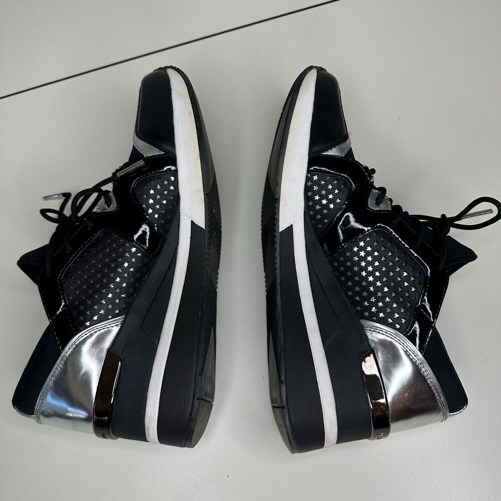 Michael Kors Black Scout Trainer Scuba Leather Wedge Sneaker Star Design 9 - Picture 13 of 16